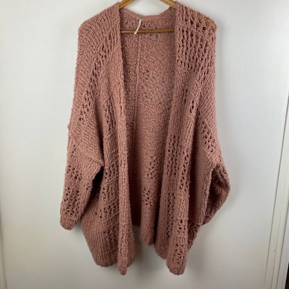 Free People Saturday Morning Cardigan Oversized Wool Blend Mauve Size XS/S - Picture 4 of 10